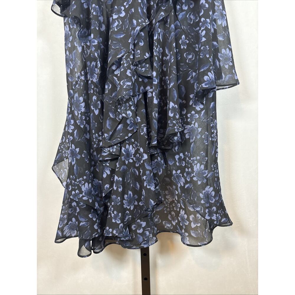 MISA Los Angeles Floral Maxi Skirt Women's Small Black Blue Slit Ruffles Whimsy - Picture 3 of 11